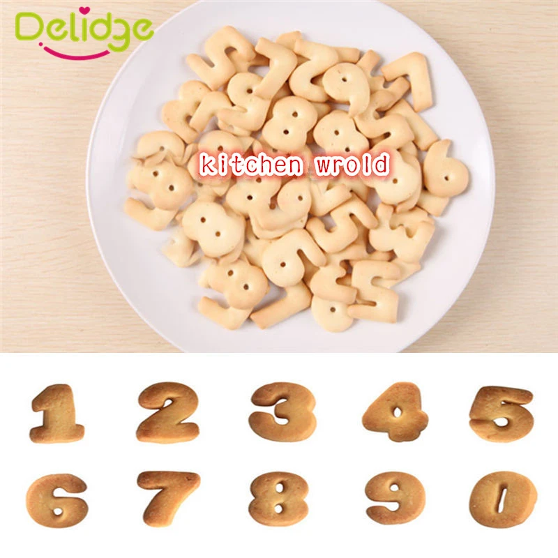 Delidge 10 шт./партия числом 0 9 Форма формы для печенья пластиковый случайного цвета