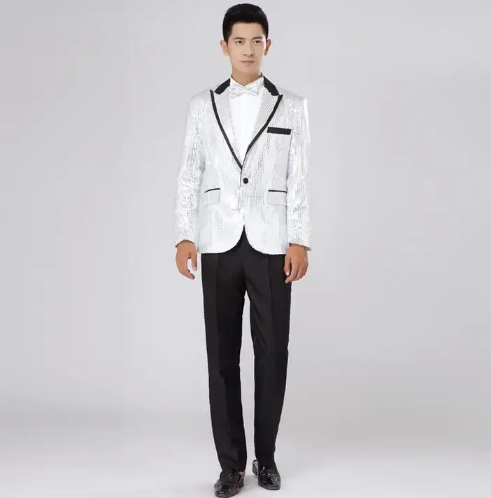 Черный белый красный золотой синий блестящий тонкий костюм мужской новейший