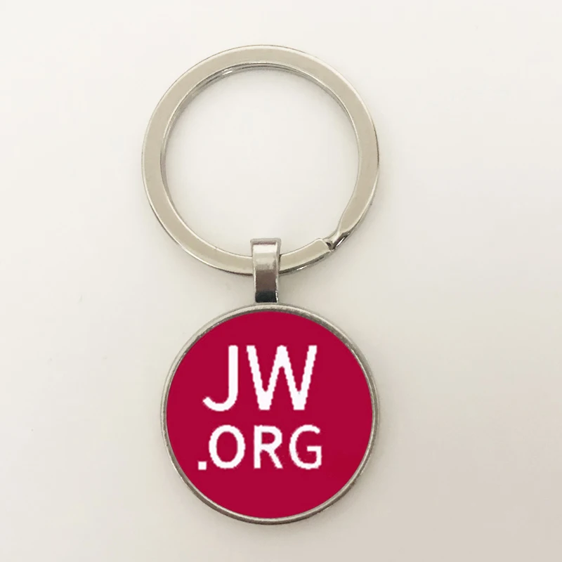 GDRGYB Тепло 2019 JW.ORG Обаяние свидетелей Иеговы Значок-ключница Держатель из стекла Многоцветное изображение письма ювелирных изделий.