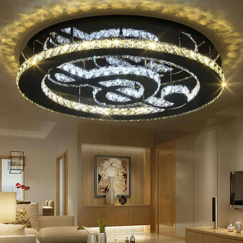

Round Musical Crystal LED Ceiling Lights Living Room Bedroom Study Room & Commercial Ceiling Lamps Lighting fixture