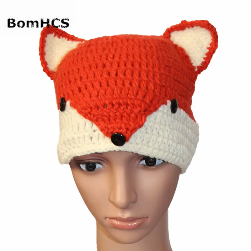 Забавная Милая шапка BomHCS в виде маленькой лисы вязаная крючком Детская ручной