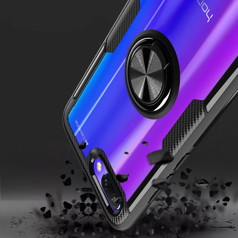 Чехол Honor 10 Lite для Huawei прозрачный противоударный чехол с держателем кольца на