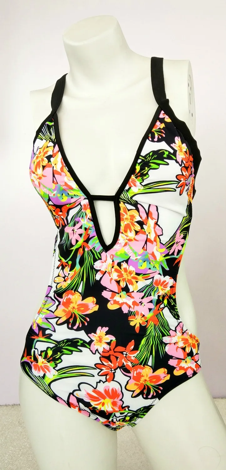 2017 Colorful Printed High Cut Trikini Push Up Monokini Bathing Swim Suit For Women One Piece Swimsuit | Спорт и развлечения
