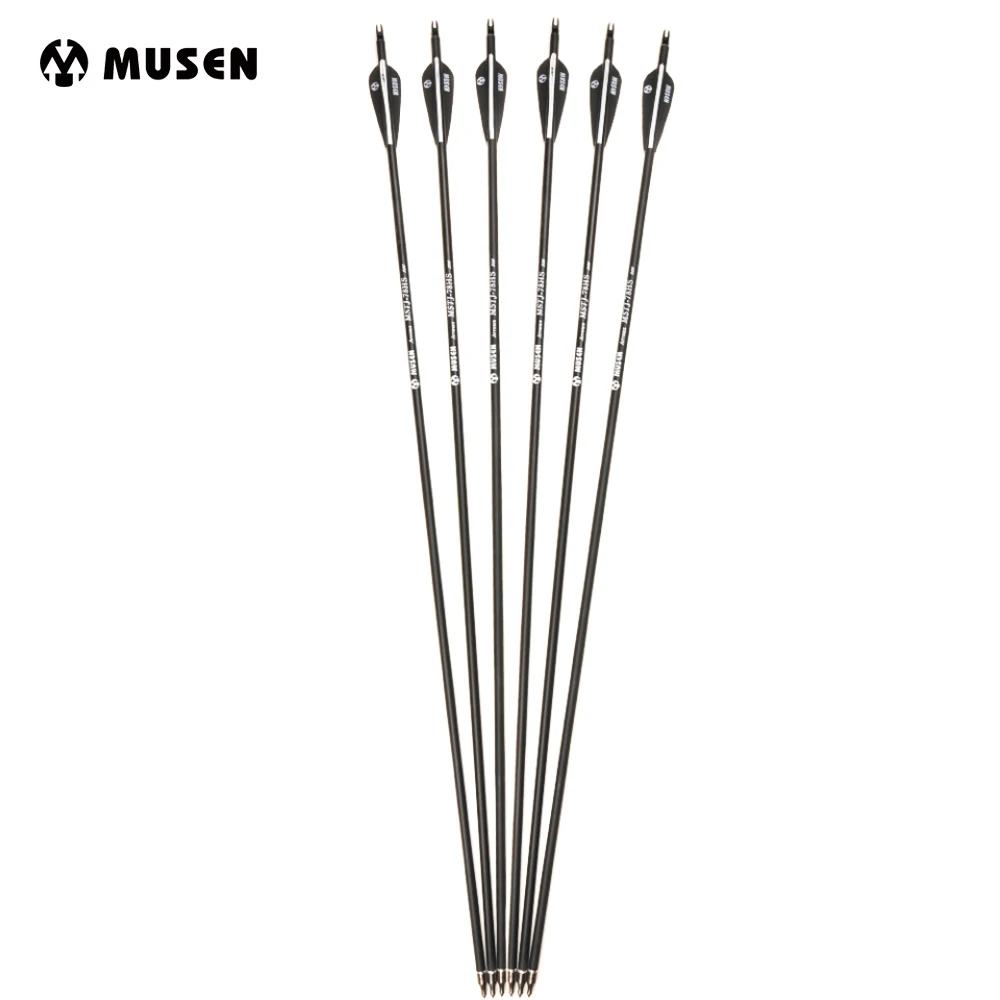 

6 pcs/lot 30" Black and White Color Mixed Carbon Arrow Spine 500 for Recurve/Compound Bows Archery K