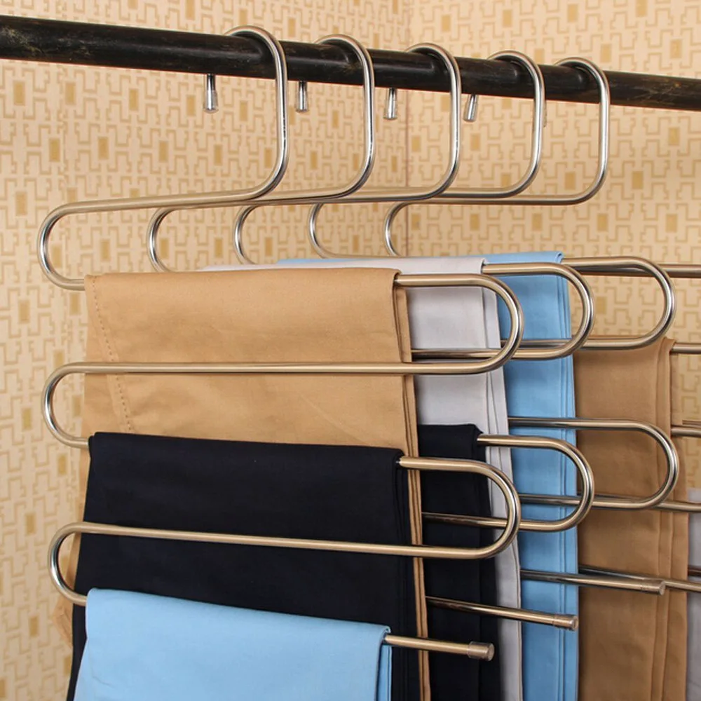 Вешалка из нержавеющей стали S-образная 5 слоев Многофункциональная вешалка для