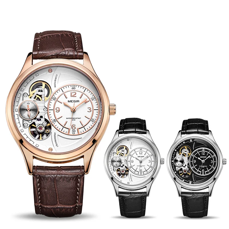 

MEGIR Original Men Watch Brand Rose Gold Quartz Watches Male Relogio Masculino Leather Military Watch Clock Men Erkek Kol Saati