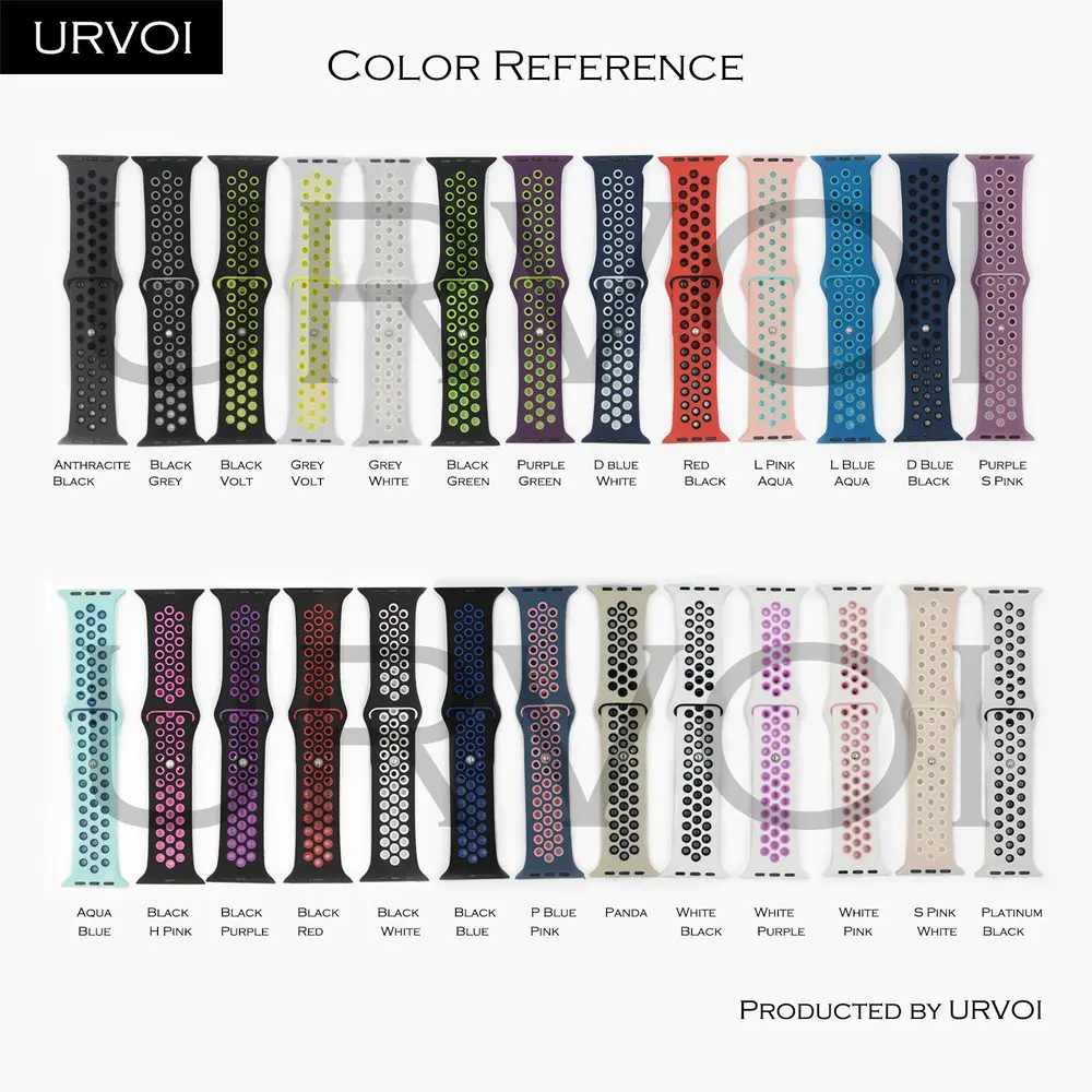 URVOI 2019 Новый ремешок для apple watch series 5 4 3 2 1 лёгкие дышащие силиконовые iwatch sport band 38/40