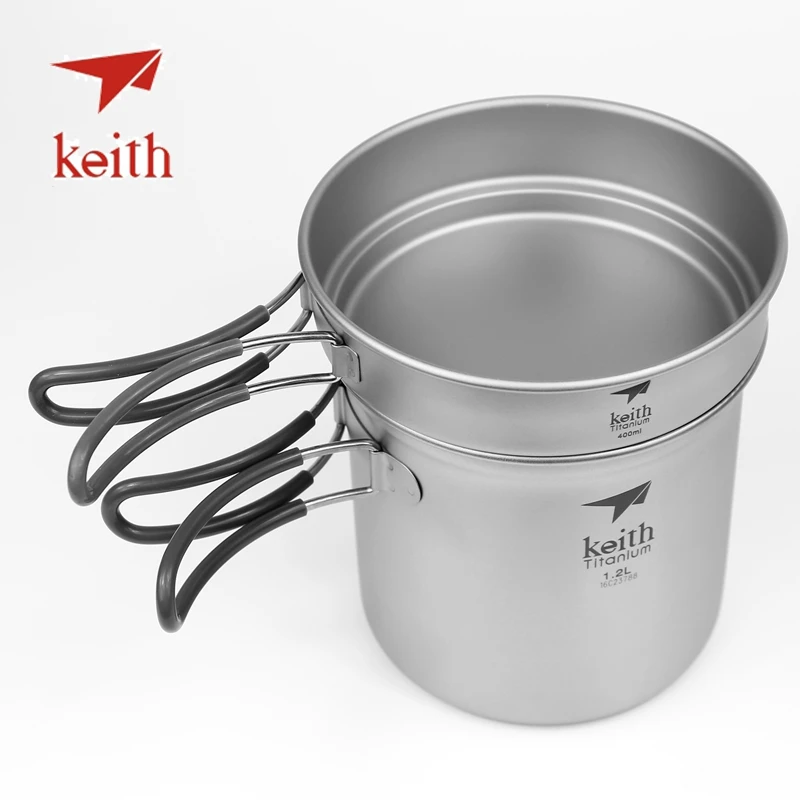 Комплект кастрюль из чистого титана Keith посуда для кемпинга путешествий пикника