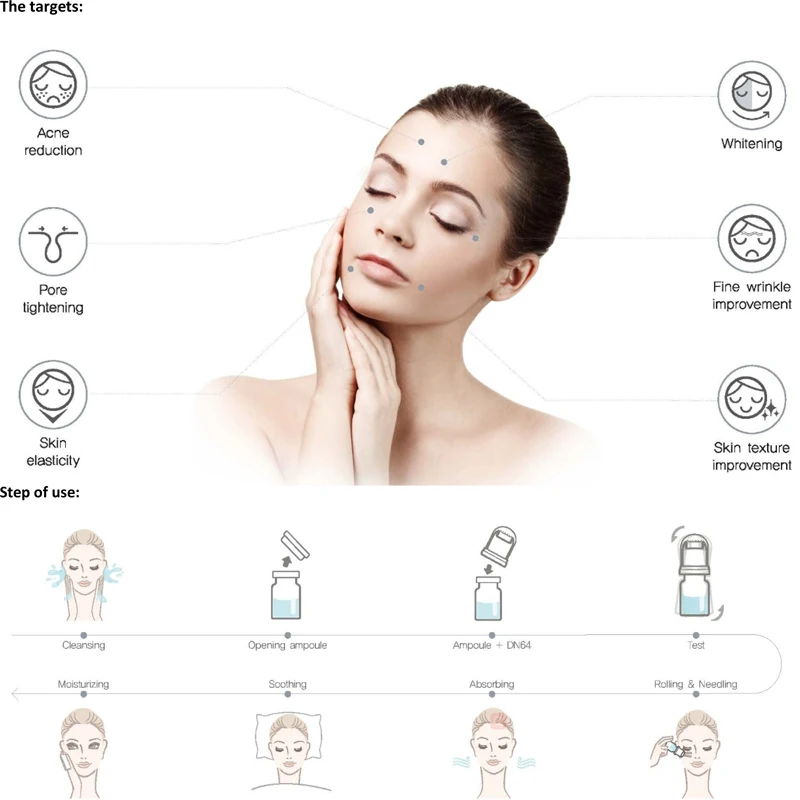 Титановые иглы Derma roller микроиглы Hydra 64 золотых наконечника Антивозрастные для