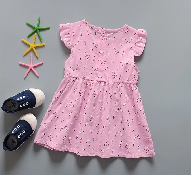 Новый 100% хлопок летнее платье с принтом 0 24month для маленьких девочек dressME018|Платья|