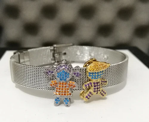 DIY модный браслет из нержавеющей стали, детский элемент, браслеты для женщин, циркониевые браслеты, ювелирные изделия в подарок