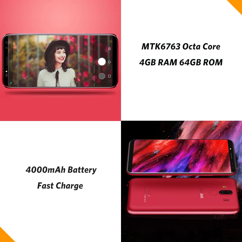 M Horse Pure 3 18:9 "5 7 HD + мобильный телефон Android 1 Octa Core 4G B 6 MTK6763 13MP Quad камеры отпечатков