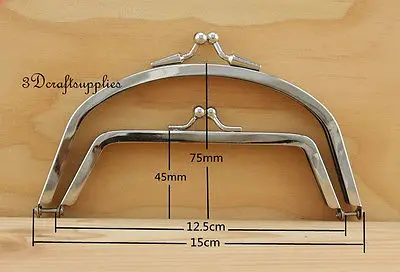 metal purse frame Double glue on clasp clip nickel 6 inch X 3 Z103 | Багаж и сумки