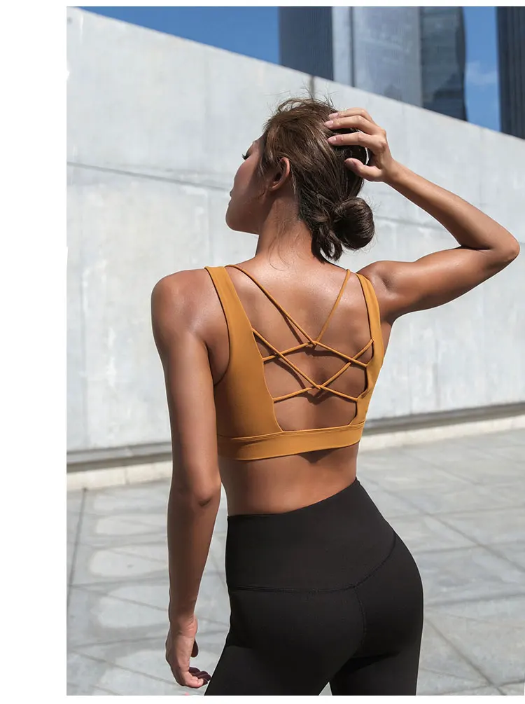 Новинка! Женский сексуальный бюстгальтер с v-образным вырезом, бюстгальтер для йоги, спортивный женский бюстгальтер, ударопрочный, для фитнеса, йоги, пуш-ап