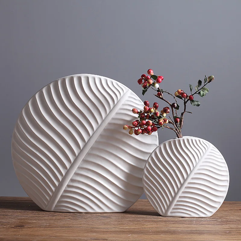 

Nordic ceramic tree leaf Fashion creative abstract flower vase home decor crafts room decoration white vases porcelain figurine