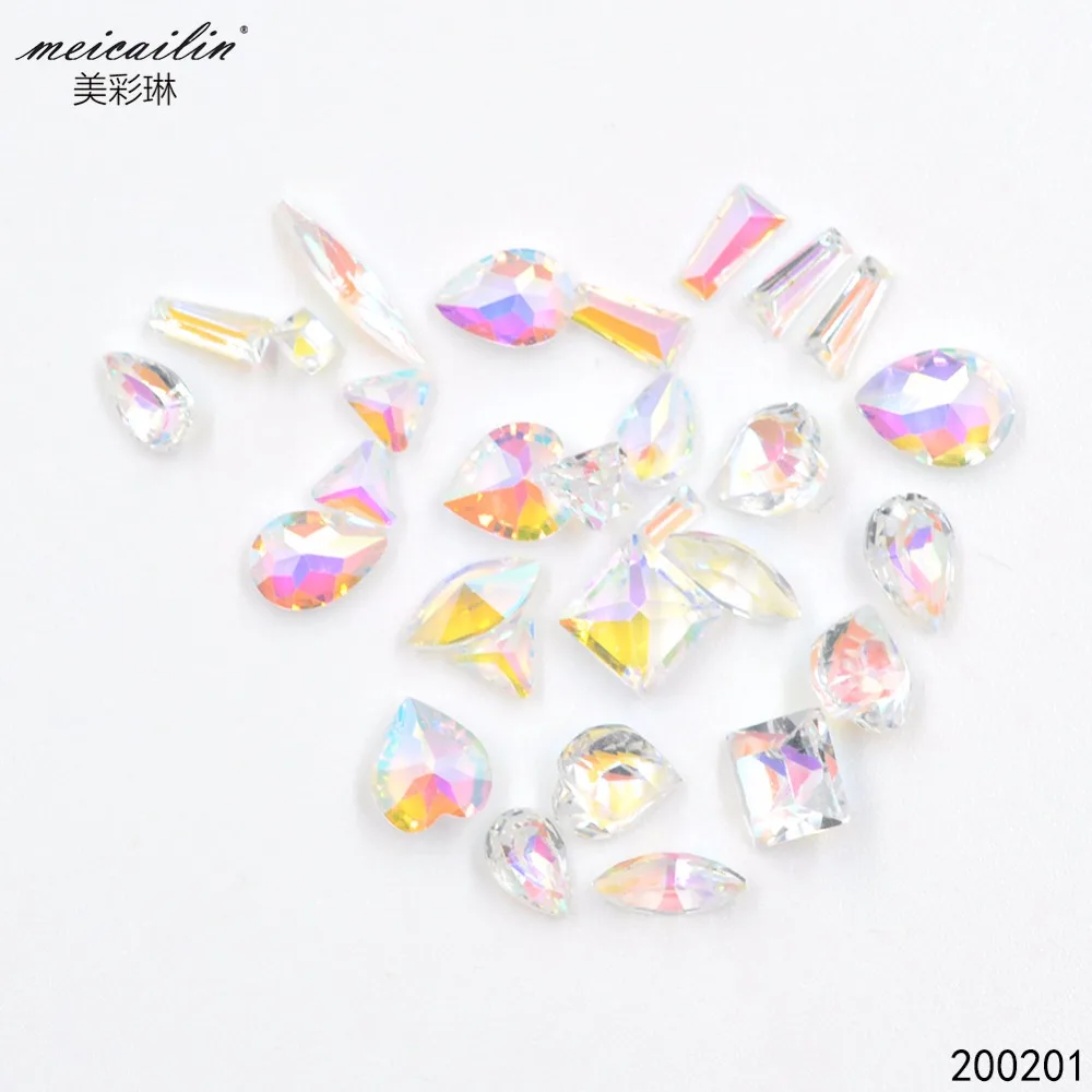 

25 PCS/lot AB Rhinestones for Nails Design Crystal Glass Rhinestones on Nails Glass 3D Strass Nail Art Decoration Gems Manicure