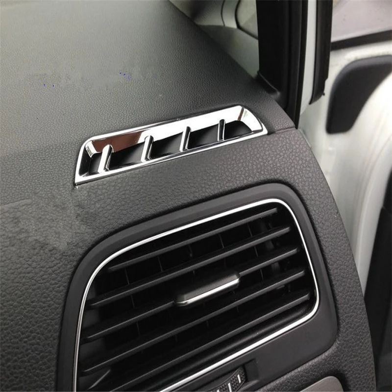 

WELKINRY car auto cover styling for VW Golf 7 MK7 VII 2013-2018 ABS chrome front console air conditioning outlet air vent trim