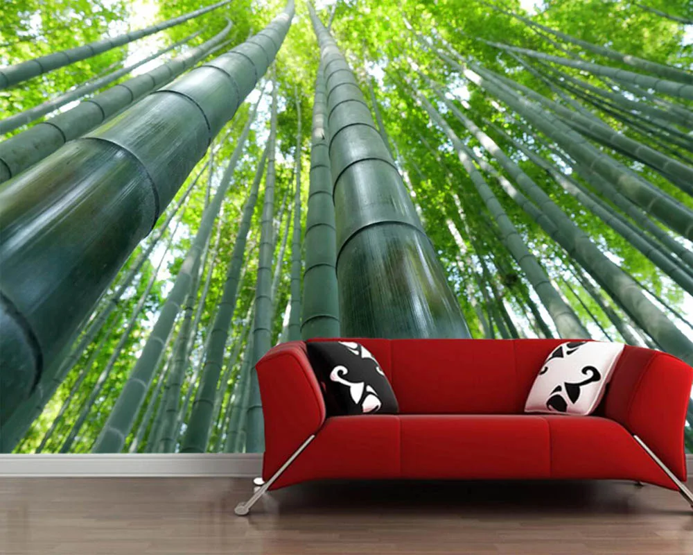 Papel де parede Bambu Вид снизу природа фото 3d обои фрески гостиная ТВ диван настенная
