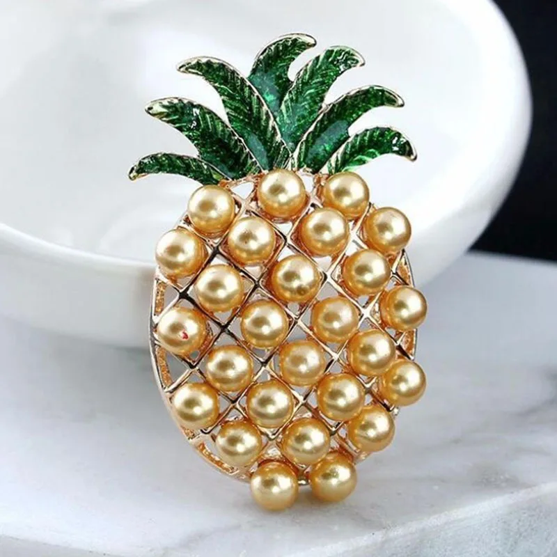 Брошь с ананасом Золотая жемчужная брошь булавки для женщин эмаль фрукты Милая
