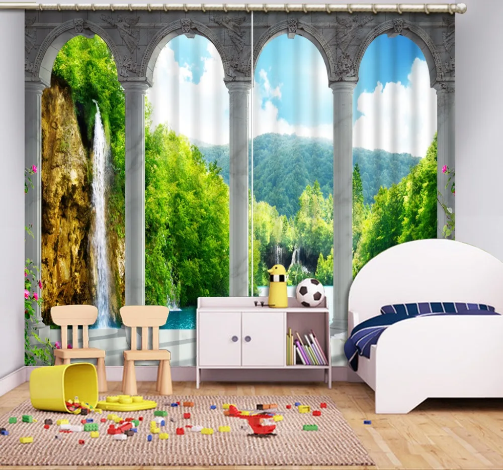 

Занавески 3D для дома, окна, занавески под заказ, занавески с изображением водопада, ландшафтные занавески, размер под заказ