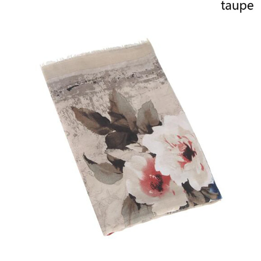 Женский платок из хлопка и льна FS длинный пашмины с цветочным принтом Тонкий