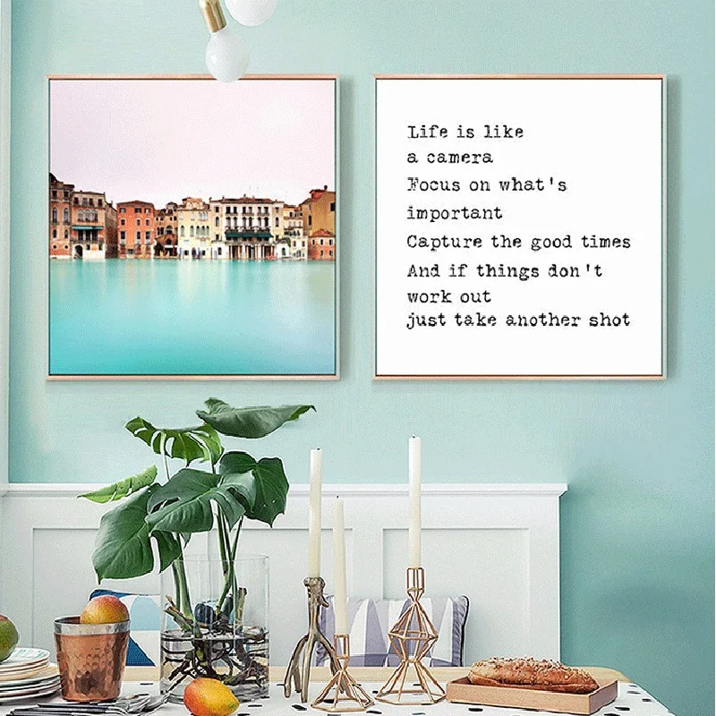 Современные скандинавские вдохновляющие цитаты озеро дорога лазурно серый фон