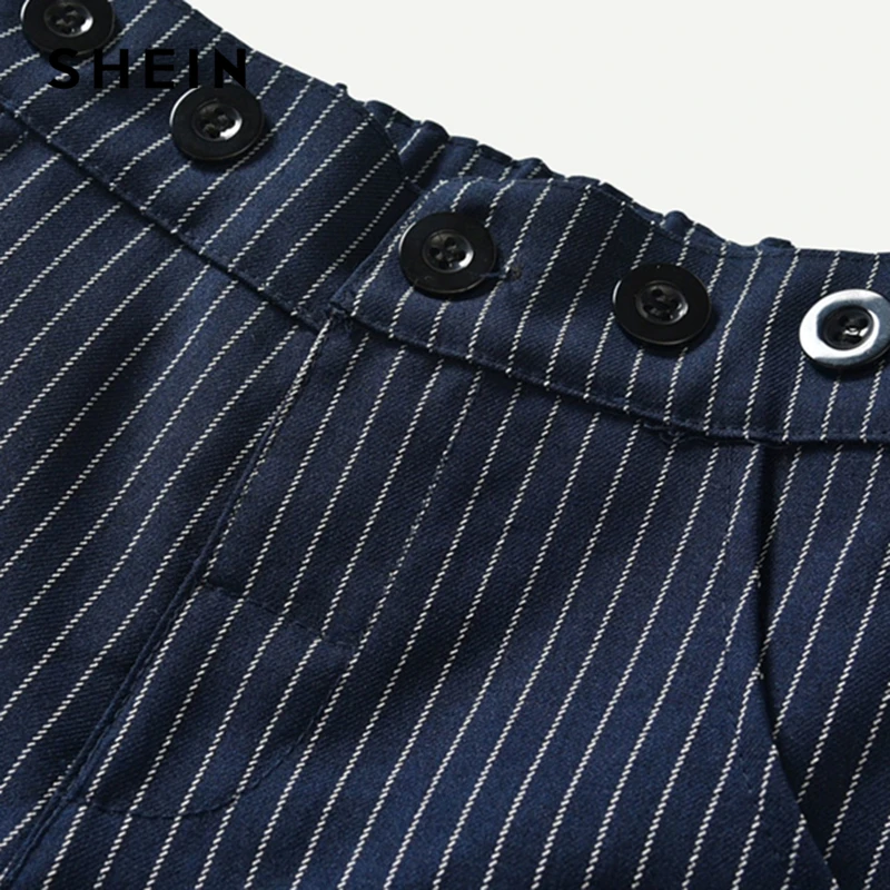 SHEIN/консервативная рубашка с принтом для маленьких мальчиков; комбинезон в полоску; комплект из двух предметов; коллекция года; Весенняя детская одежда с длинными рукавами на пуговицах для мальчиков