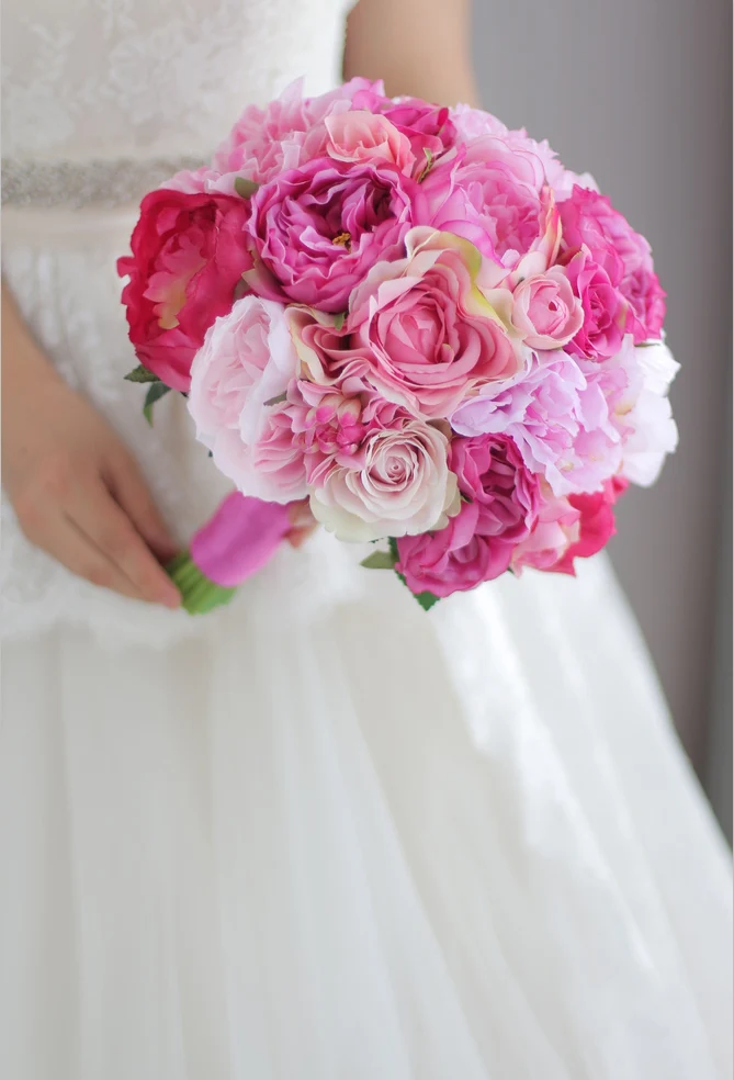 Iffo букет невесты ручной работы Искусственный Пион розовый и ярко пион свадебный