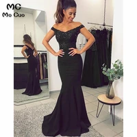 2019 off shoulder mermaid evening dresses lace beaded pageant prom dress elastic satin cocktail party gown women evening dresses