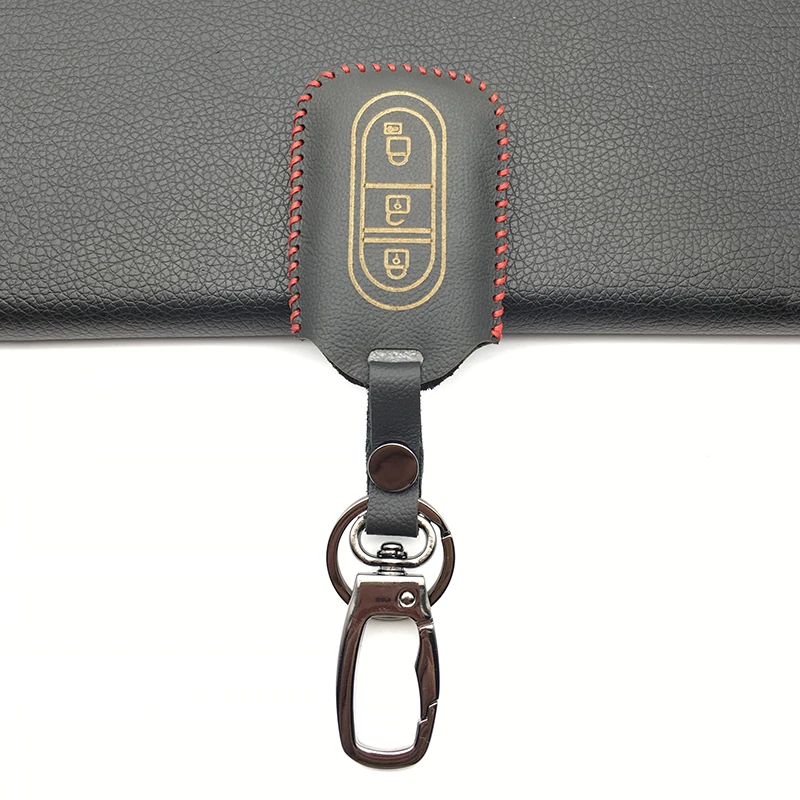 Чехол для автомобильного ключа кожаный чехол с 3 кнопками Nissan Tiida Note Navara Qashqai Micra Juke - Фото №1