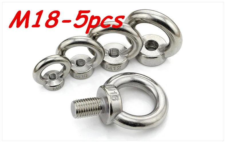 

Metric M18 304 Stainless Steel Lifting Eye Nut Ring Shape Nuts 5Pcs/Lot Free Shipping