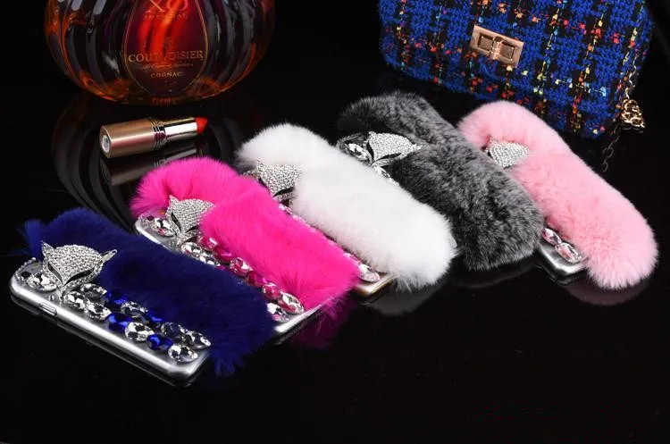 Чехол из кроличьего меха для iPhone 11 Pro Max Роскошный чехол с блестящими бриллиантами