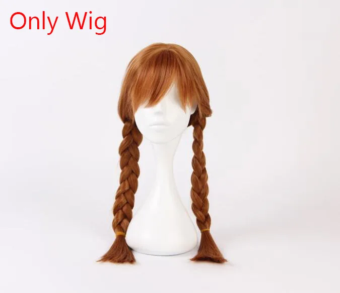 Anna Wig Снежная королева принцесса Анна Эльза Косплей Костюм длинное платье с плащом для женщин взрослых нарядное платье Хэллоуин карнавал костюмы для девочек - Цвет: Anna Wig