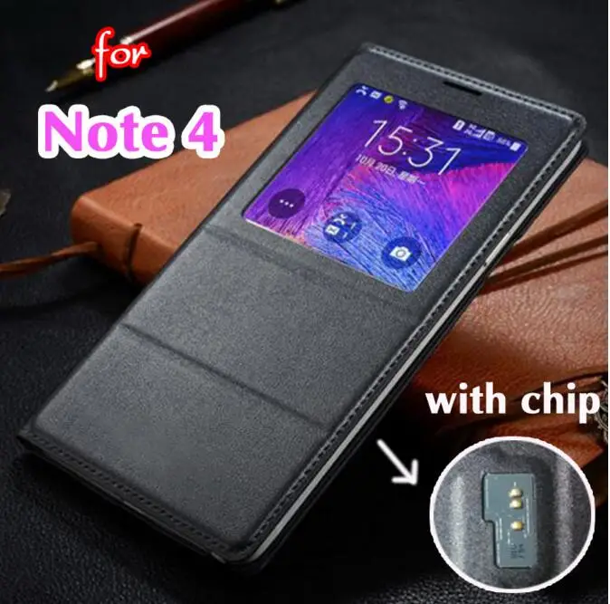 Оригинальный чехол книжка из искусственной кожи с чипом для Samsung Galaxy Note 4 Note4 N910 N910F