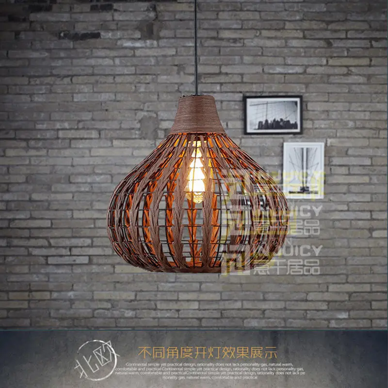 Винтажный светодиодный светильник из ротанга с плетением в виде птичьего гнезда