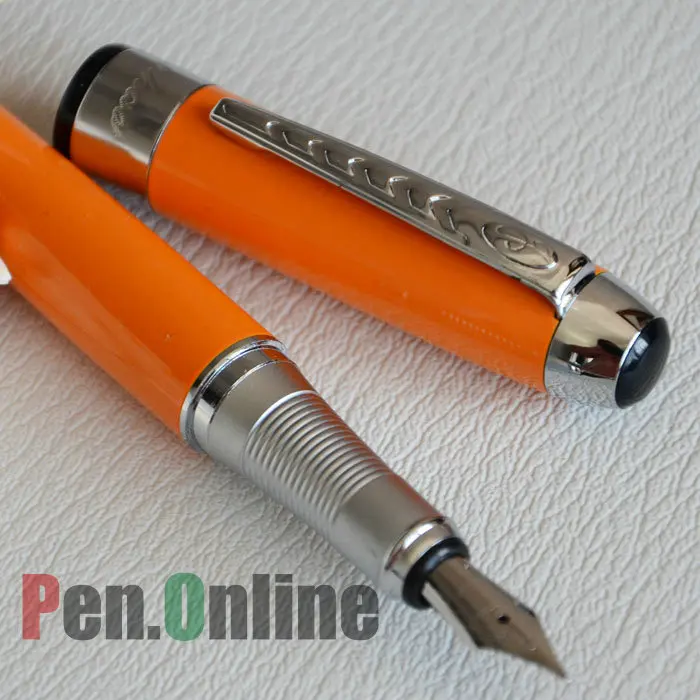 Перьевая ручка JINHAO 250 яркий оранжевый 18KGP Средний наконечник и Серебряная отделка