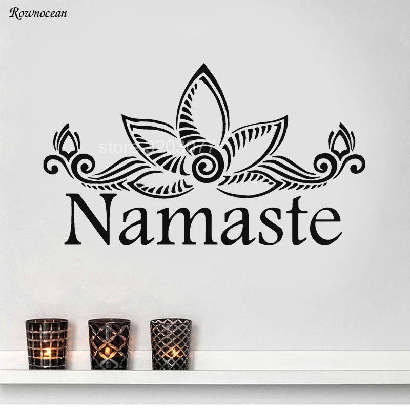 Виниловые наклейки на стену Namaste цветочный рисунок лотоса Йога мандала домашний