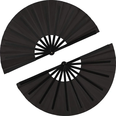 Большой Складной вентилятор из нейлоновой ткани, 2 шт., ручной складной вентилятор для китайского кунг-фу тай-чи, черное украшение, складной ручной вентилятор для Par