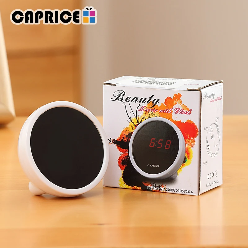 Зеркальный будильник функция повтора Led время мини часы прикроватный календарь