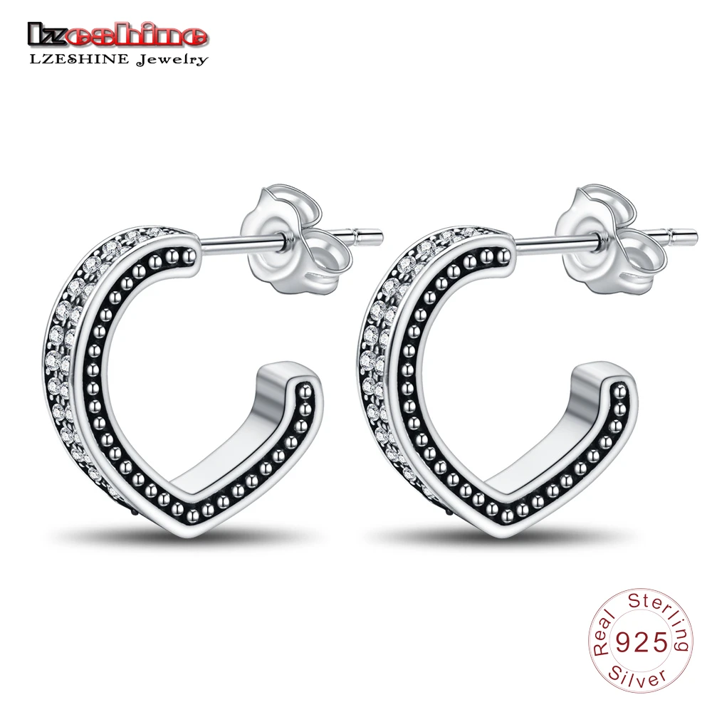 LZESHINE натуральная 925 пробы СЕРДЦЕ серебряные серьги для Для женщин Jewelry Серьги