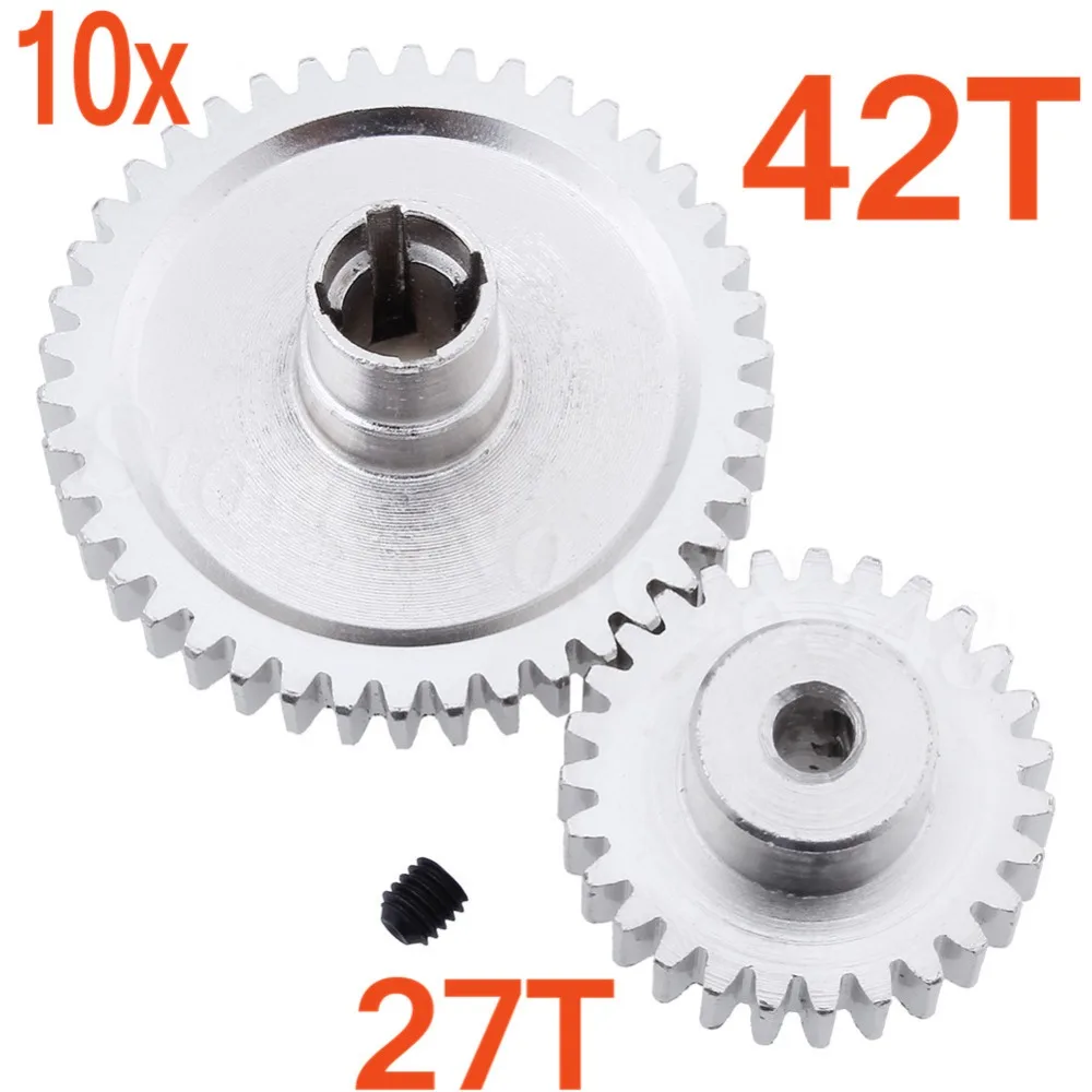 10 комплектов металлическая сталь 42T Spur Gear Diff основной + Мотор шестерня 27T для WLtoys