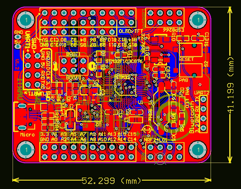 STM32F103C8T6 ARM Мини-система макетная плата STM32 макетная основная плата DC 5 в wifi ESP8266/NRF24L01/WS1053 W5500 интерфейс
