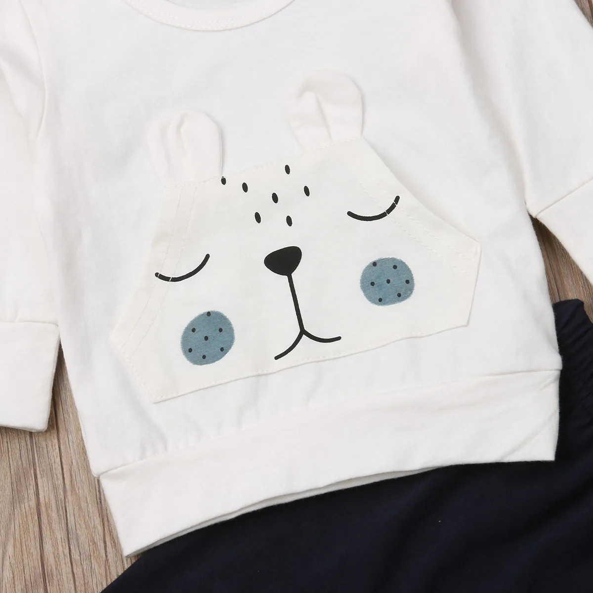 2018 Cute Autumn Baby Boy Girls Warm Bear Sets Unisex Long Sleeve Pullover Sweatshirt Back Pants 2Pcs Outfit 0-24M | Детская одежда и