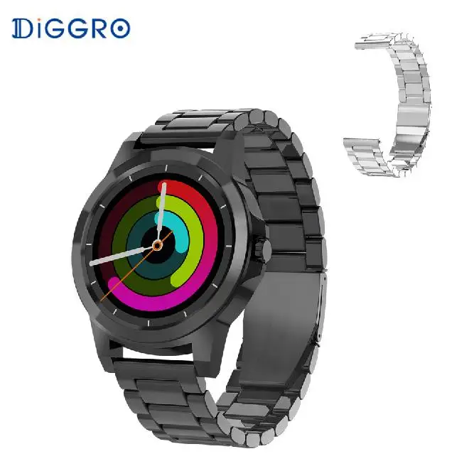 add silver strap Diggro DI03 плюс Смарт часы Bluetooth водонепроницаемый монитор сердечного ритма во время сна шагомер 320 мАч умные часы с дополнительный ремень - Цвет: add silver strap