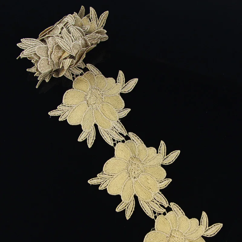 1yd Цветочная кружевная отделка 3D аппликация Свадебная Вышивка Сделай Сам ручная