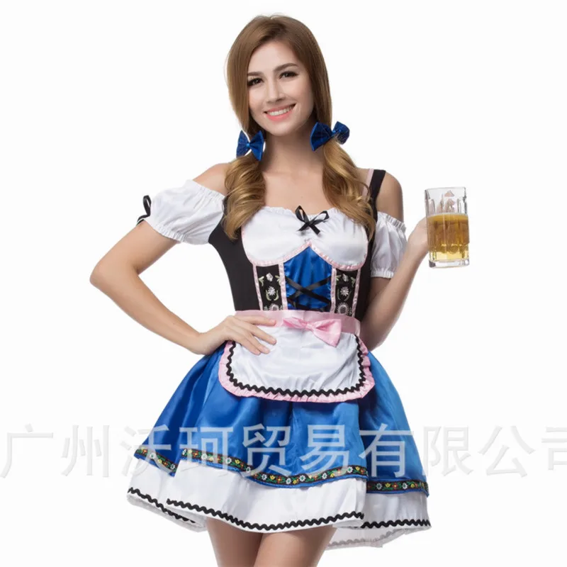 Новый Синий Пива Девушка Платье для косплея пикантные Для женщин пиво девка