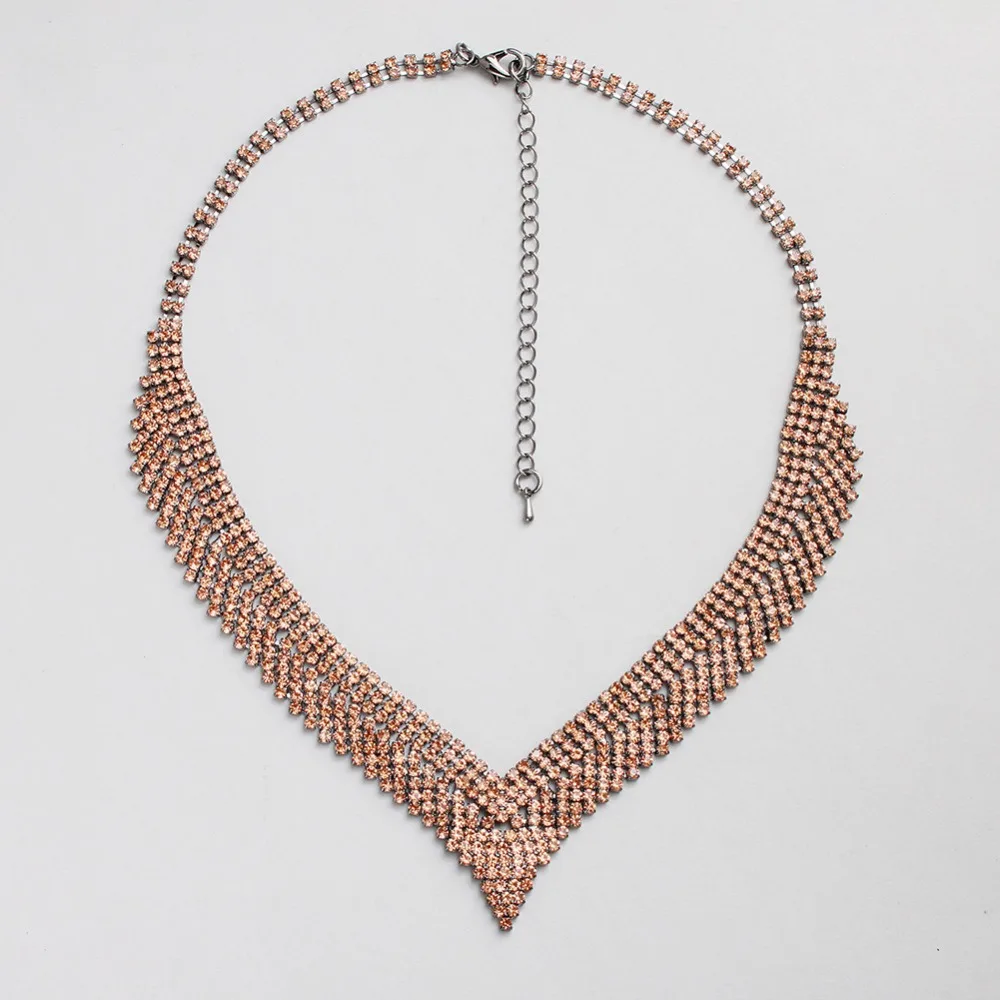 Romantic Gold Chain Necklace Women Jewelry Bohemian Maxi Necklaces Choker Stone Crystal Pendant Cavicle Chain Collares