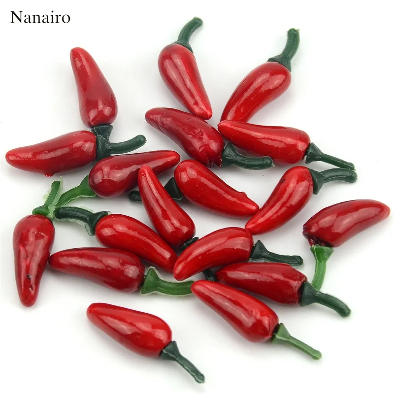 

Cheap 80pcs 2.5cm Chili Mini Artificial Fake Foam Fruits and Vegetables Berries Flowers For Wedding Christmas Tree Decoration