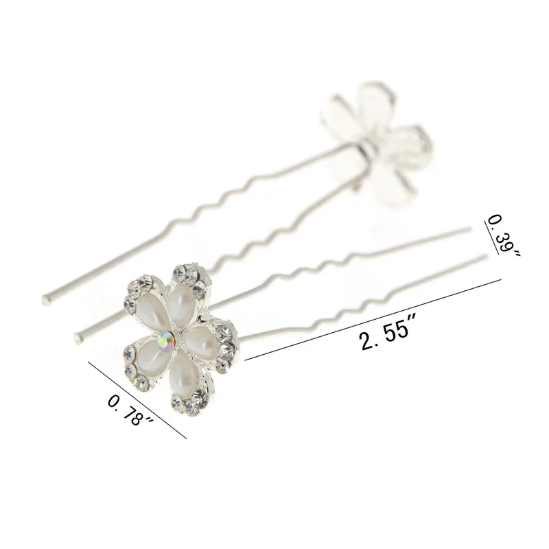 20 шт. жемчужины кристалл свадебные шпильки для волос заколки с пятью лепестками