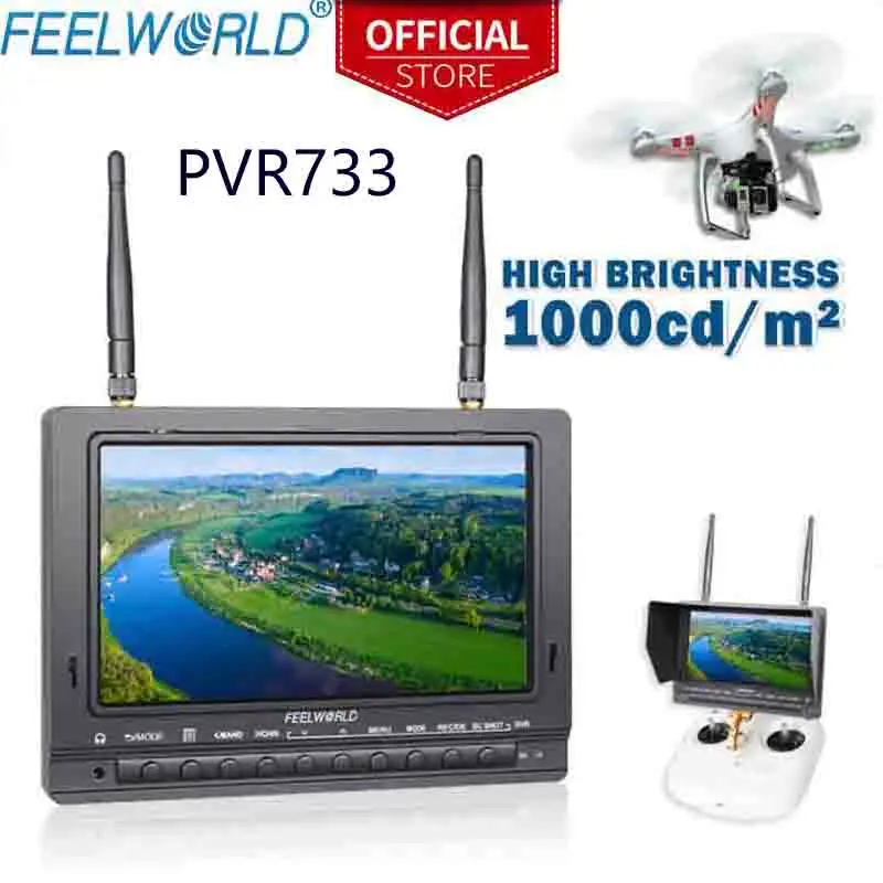 FEELWORLD PVR733 7 дюймов высокая яркость 1000nit солнце читаемый FPV монитор Встроенный